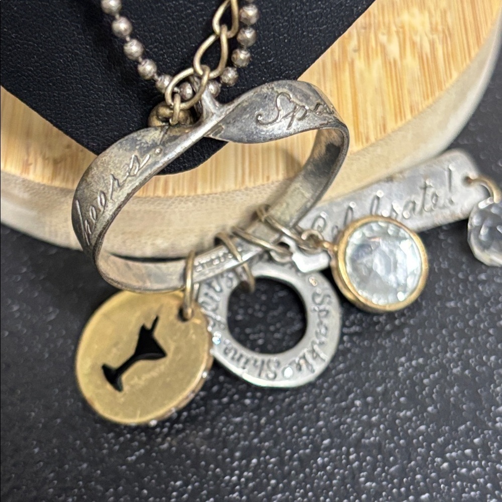 Chico’s Silver & Rustic Gold Long Bead Charm Celebrate Necklace Sparkle Glitz - Picture 3 of 8